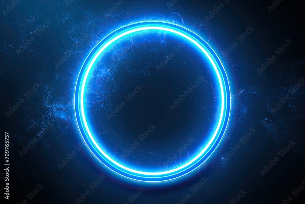 Fototapeta premium Luminous cosmic portal. Enchanting visual of glowing blue circular effect creating captivating and futuristic design perfect for science and technology themed concepts