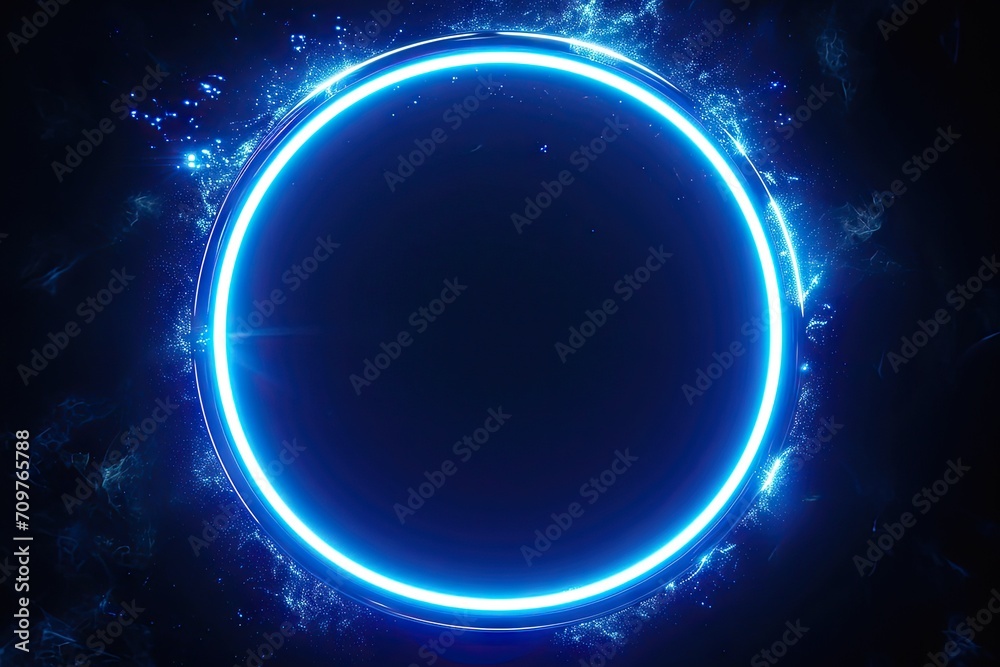 Fototapeta premium Luminous cosmic portal. Enchanting visual of glowing blue circular effect creating captivating and futuristic design perfect for science and technology themed concepts