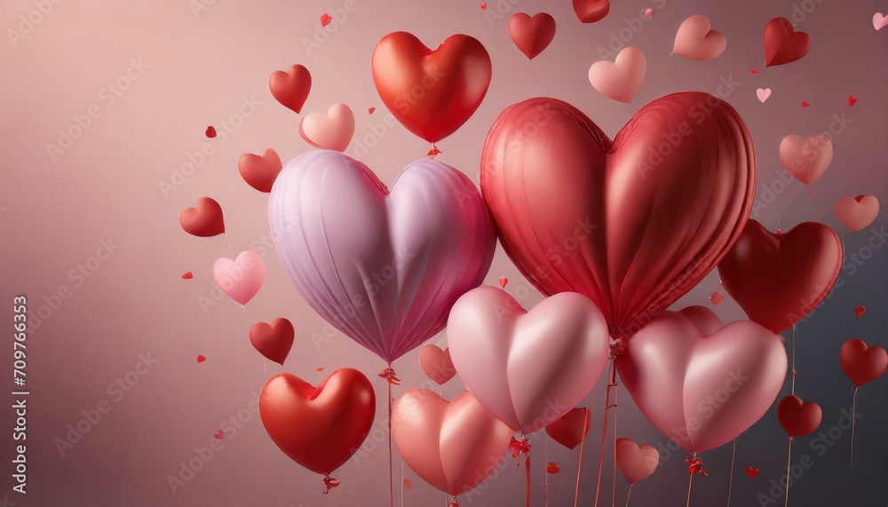 Heart Cascade: Red and Pink Balloons on a Sweet Background
