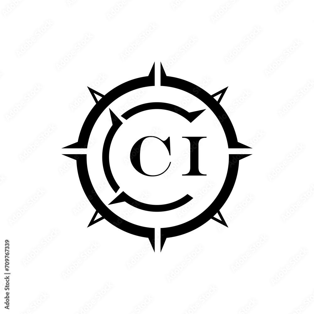 CI letter design. CI letter technology logo design on a white background.