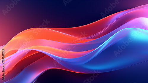 abstract neon background with wavy glowing 3d rendering