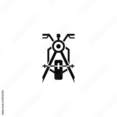 Drawing compasses and motorcycle logo design.
