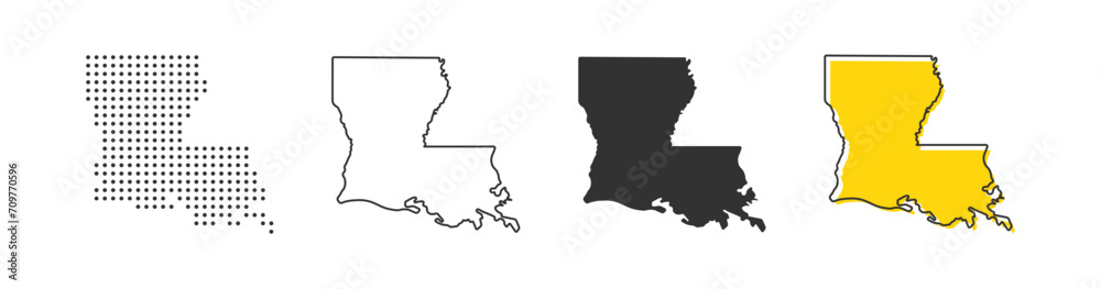 Louisiana state map of USA country. Geography border of American town. Vector illustration. - obrazy, fototapety, plakaty 