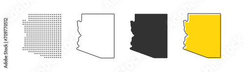 Arizona state map of USA country. Geography border of American town. Vector illustration.
