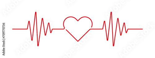 Cardiogram heart rhythm icon. Line heart pulse sign. Cardiology wave. Medicine graphic. Vector illustration.