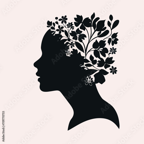 Women silhouette head isolated, Women's History Month Banner © nizar