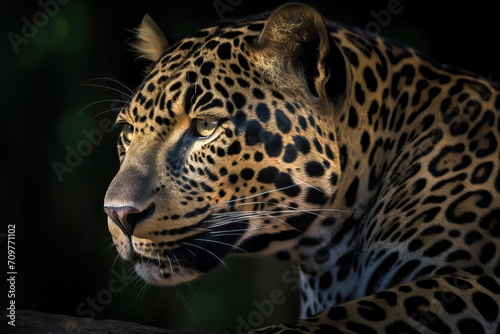 Close-up of beautiful jaguar in the jungle. Amazing Wildlife