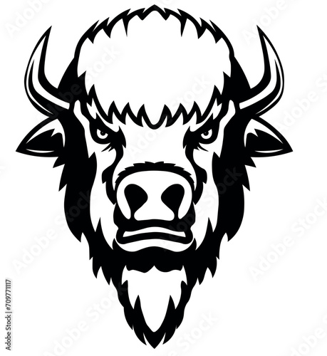 vector head of a stong bull on the white back photo