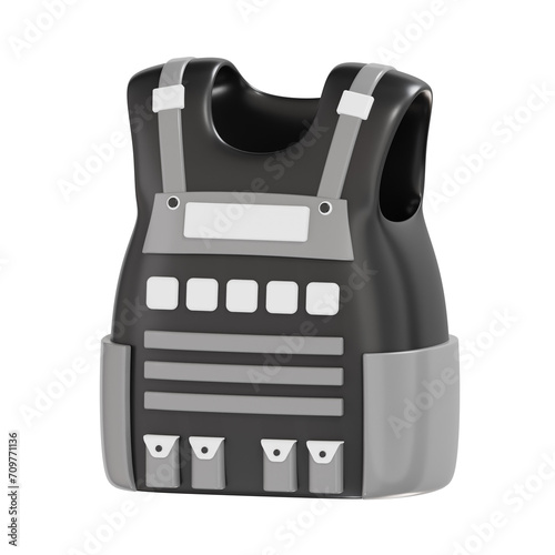 Fotografie 3d bulletproof vest icon illustration, transparent background, emergency and ser
