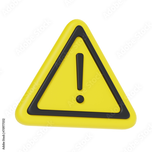 3d caution icon illustration, transparent background, emergency and services 3d set