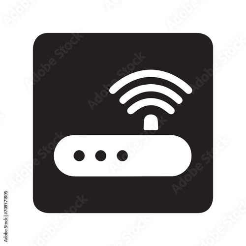 Wi Fi icon vector. Wireless router logo design. Wifi vector icon illustration in square isolated on white background