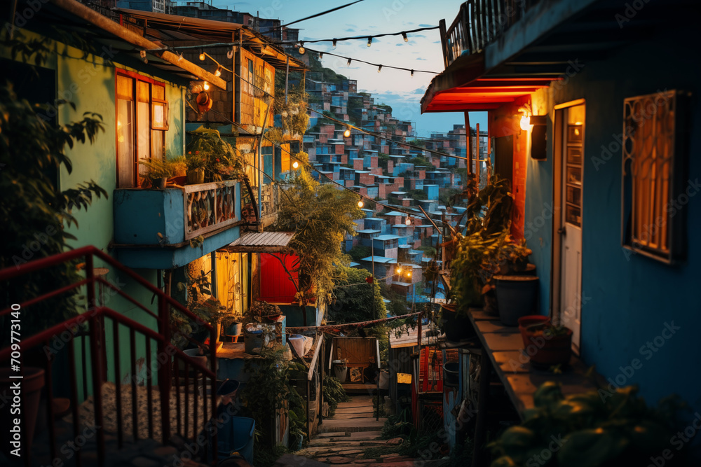 Fototapeta premium Brazilian Favela - old houses in the city