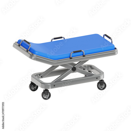 3d medical stretcher icon illustration, transparent background, emergency and services 3d set