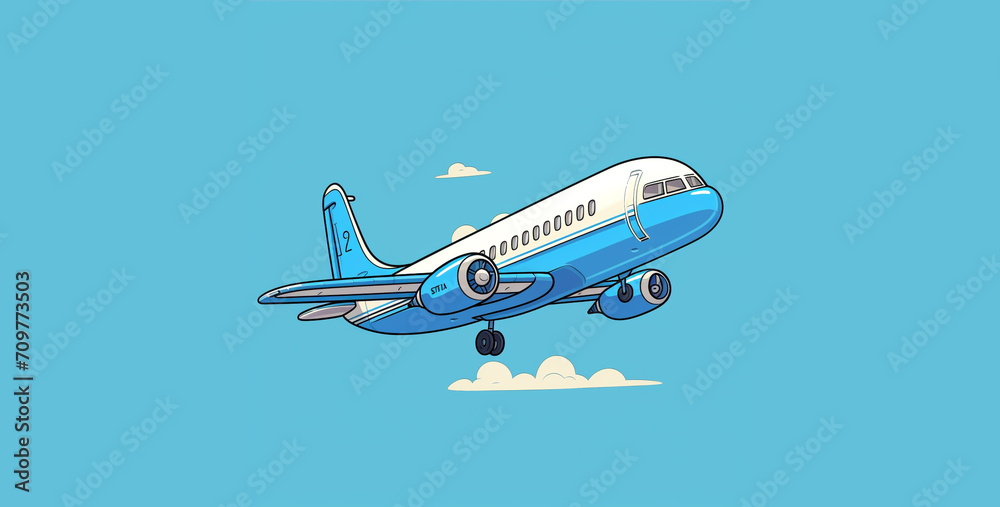 airplane in the sky, a cartoon airplane zooming side profile airplane in the sky, a cartoon airplane zooming side profile