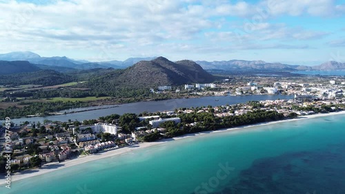 Aerial view of Playa de Muro beach in Alcudia bay photo
