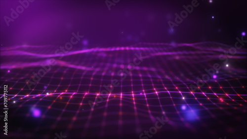 Futuristic flight through a digital line  landscape.