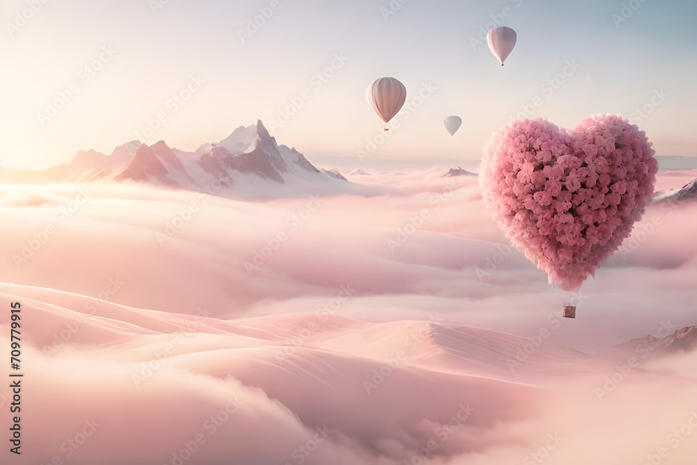 Fototapeta premium soft and romantic cloudy atmosphere , pink clouds
