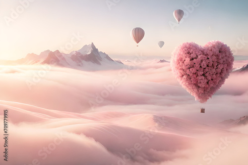 soft and romantic cloudy atmosphere , pink clouds