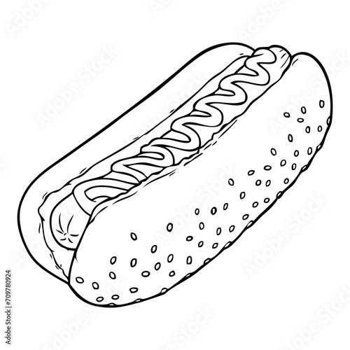hotdog line vector illustration