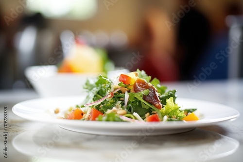 salad served as a side dish  main dish blurred