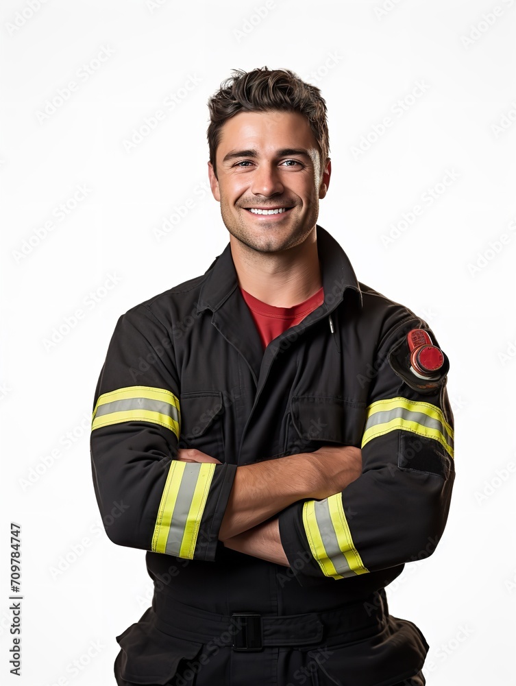 Brave Male Firefighter in Action, AI Generated Brave Male Firefighter in Action, AI Generated