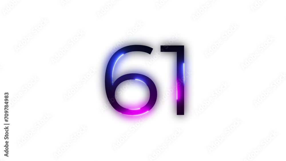 Neon number 61 with alpha channel, neon number sixty one Neon number 61 with alpha channel, neon number sixty one