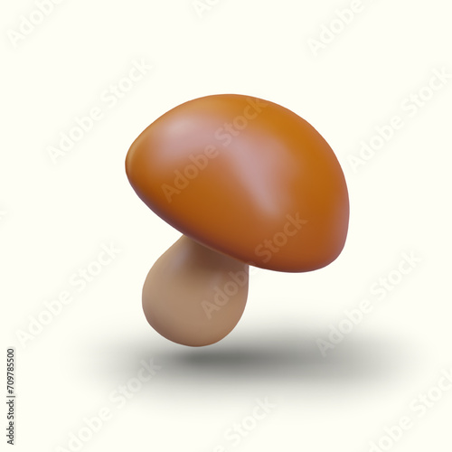 Edible mushroom with brown cap. Illustration for mushroom pickers website. Image for recipe. Gourmet food