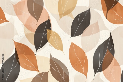 Wallpaper Mural A seamless pattern of stylized leaves and organic shapes in earthy tones. Generative AI Torontodigital.ca