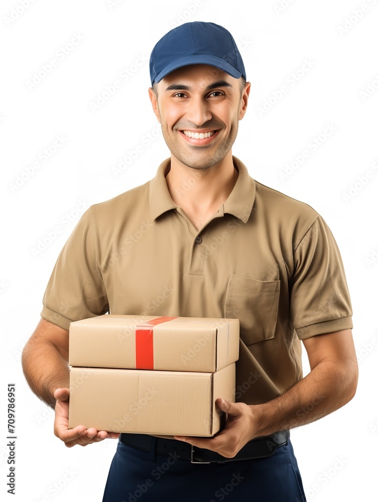 Male Postman Delivering Package, AI Generated Male Postman Delivering Package, AI Generated