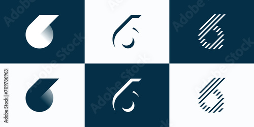 Collection of abstract number 6 vector logo designs photo