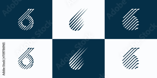 Collection of abstract number 6 vector logo designs