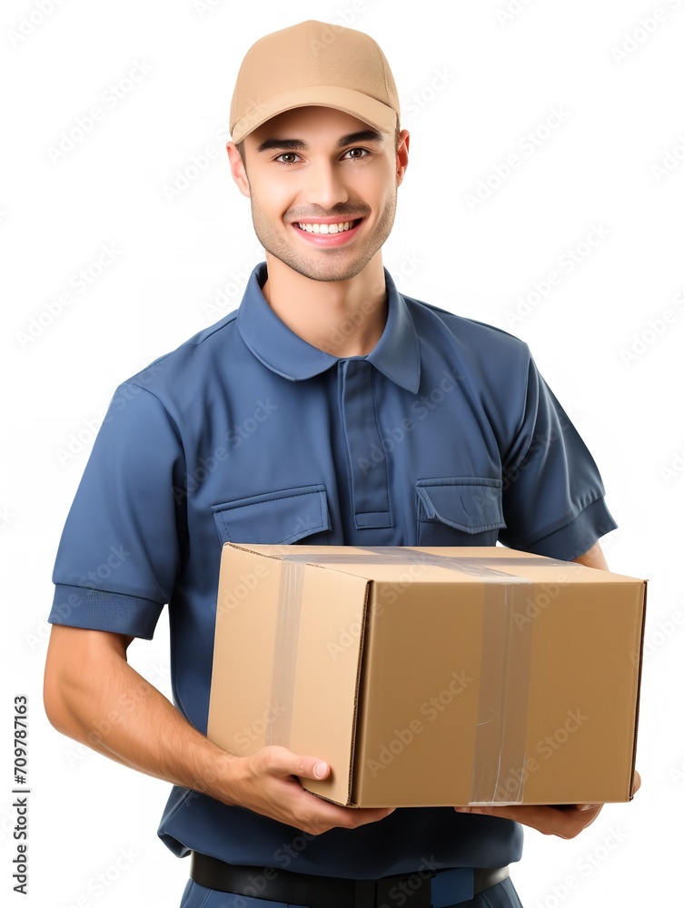 Male Postman Delivering Package, AI Generated Male Postman Delivering Package, AI Generated