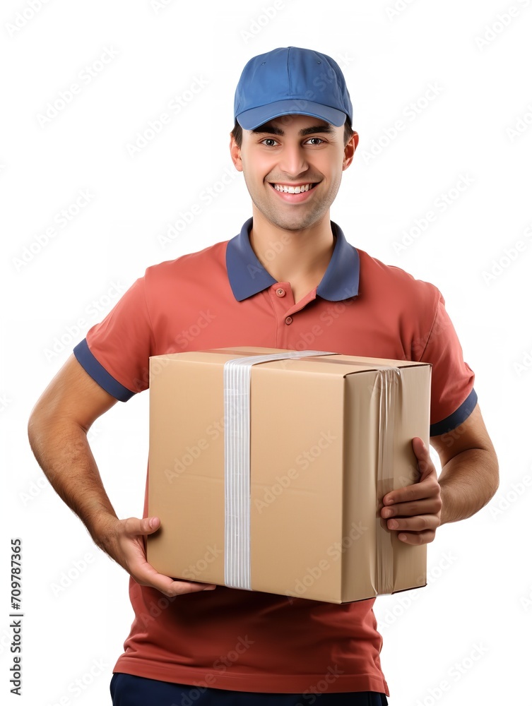 Male Postman Delivering Package, AI Generated Male Postman Delivering Package, AI Generated