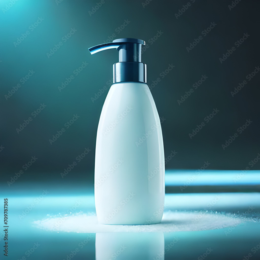 white cosmetic squeeze dispenser shampoo bottle , blue tones white cosmetic squeeze dispenser shampoo bottle , blue tones