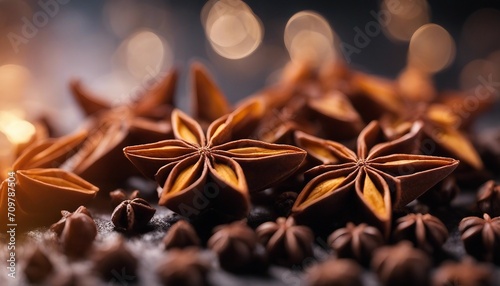 Star Anise, star-shaped, with a licorice-like flavor, commonly used in Asian cooking, and a key