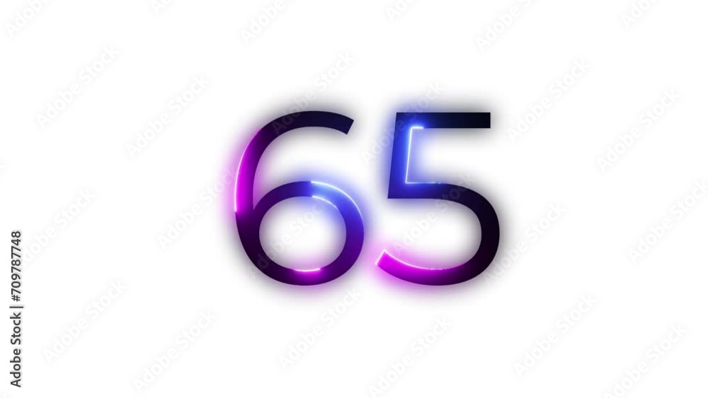 Neon number 65 with alpha channel, neon number sixty five Neon number 65 with alpha channel, neon number sixty five