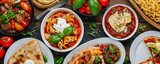 Assortment of traditional Italian dishes. Italian food