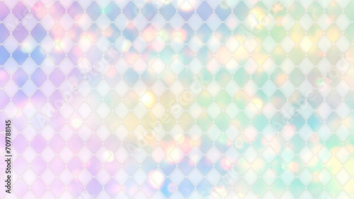 薄い虹色のグラデーションダイヤモンド柄　レトロ