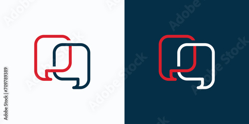 Face line chat bubble vector logo design