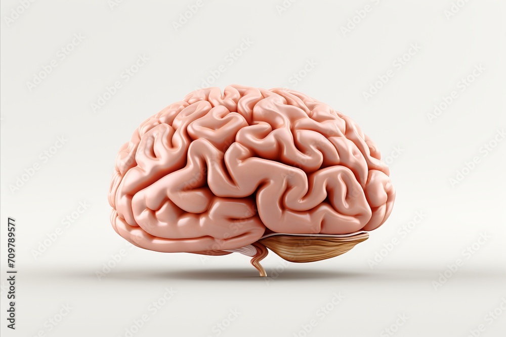 Realistic human brain isolated on white background detailed and captivating neurological organ Realistic human brain isolated on white background detailed and captivating neurological organ