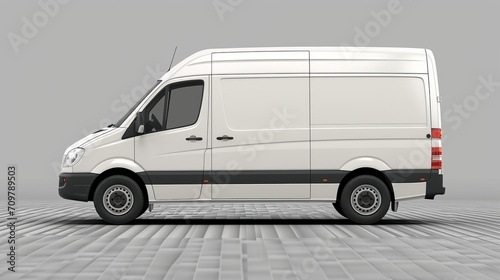 isolated white van over transparent surface 