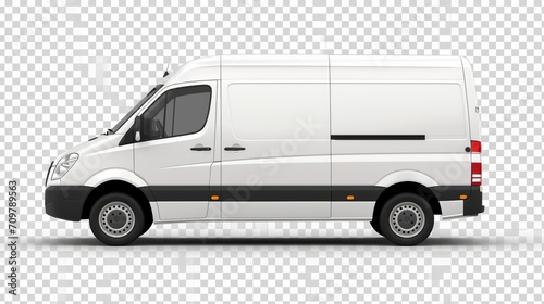 isolated white van over transparent surface    photo