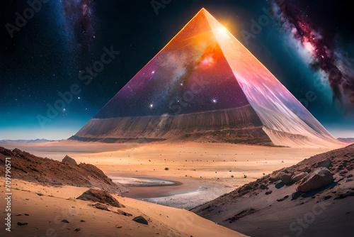 surreal outer space giant pyramid   glowing nebulas    mystical conspiracy