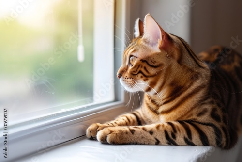 Wallpaper Mural Bengal Cat looking out the window Torontodigital.ca