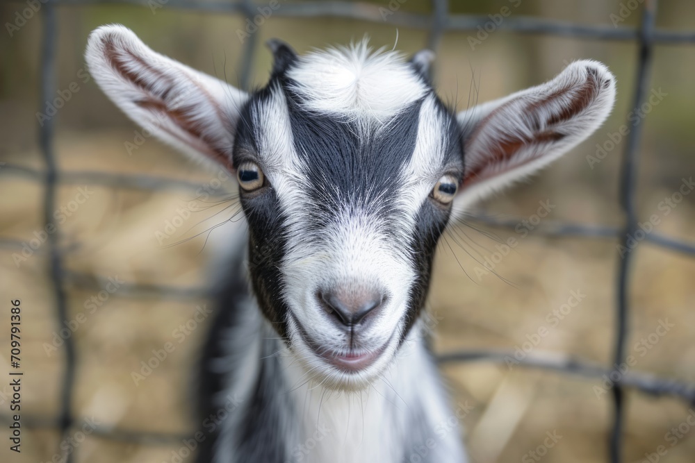 Domestic Pygmy Goat smiling at camera