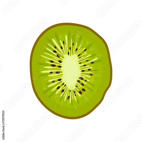 Kiwi. Set of whole, slice, half of a kiwi fruit isolated on white background. Vector icon , flat design