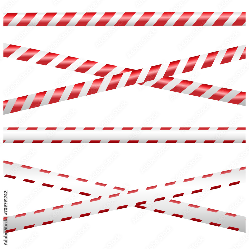Realistic red and white danger tape. protective warning tape. Illustration on white background Realistic red and white danger tape. protective warning tape. Illustration on white background