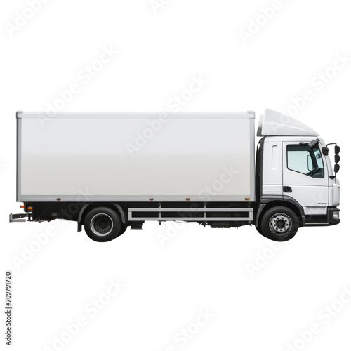 White Delivery Truck Side View Cargo Truck Advertising Isolated on transparent background © Jo