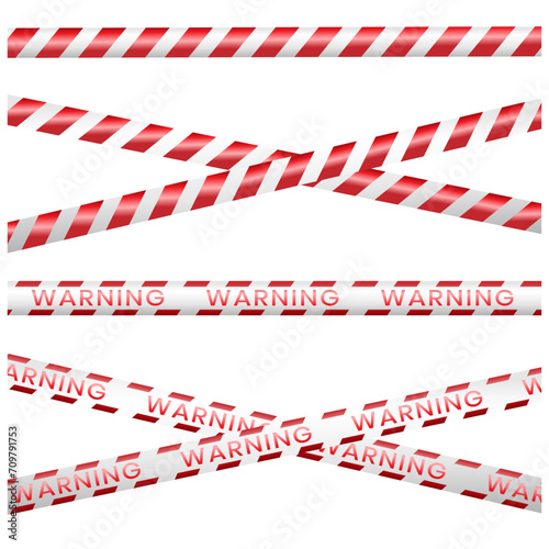 Realistic red and white danger tape. protective warning tape. Illustration on white background