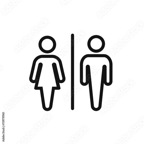 WC Toilet icons set. Men and women WC signs for restroom. WC direction arrow symbol vector illustration.